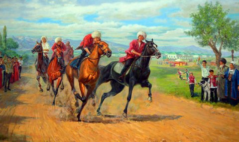 В Ашхабаде показали образы ахалтекинских коней в работах молодых художников